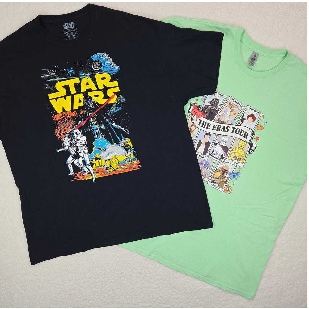 Star Wars T-Shirt‎ Bundle 2XL Eras Tour Parody Mint Green & Black Fifth Sun 2PK